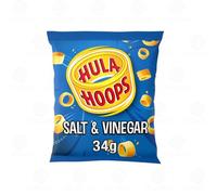 Hula Hoops Crisps Variety | BBQ, Cheese & Onion, Original, Ready Salted, Salt & Vinegar - Classic British Crisps | Flavored Snack Lunchboxes (Pack 32, Salt & Vinegar 34g)