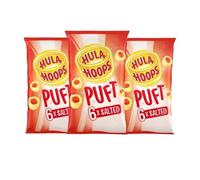 Hula Hoops Crisps Variety | BBQ, Cheese & Onion, Original, Ready Salted, Salt & Vinegar - Classic British Crisps | Flavored Snack Lunchboxes (Pack 3, 6 x Puft Salted)
