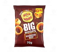 Hula Hoops Crisps Variety | BBQ, Cheese & Onion, Original, Ready Salted, Salt & Vinegar - Classic British Crisps | Flavored Snack Lunchboxes (Pack 20, BBQ Beef £1.35-70g)