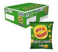 Hula Hoops Crunchy Potato Crisp Rings 32 x 34G Full Box (Cheese & Onion)