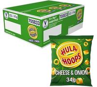 Hula Hoops Crunchy Potato Crispy Rings Perfect Lunchbox Snack (32 x 34G, Cheese & Onion)