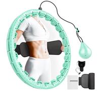 Hula Hoops for Adults Weight Loss，Infinity Weighted Hoop Plus Size with Sweat Belt，Weighted Hula Hoop Waist Trainers for Women at Home Workout Equipment (Vigorous Cyan)