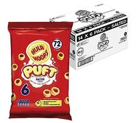 Hula Hoops Puft Salted Multipack Crisps 6x15g Snack Packs, Case of 14 - Light and Crispy Puffed Hoops - No Artificial Colours or Flavours, Suitable for Vegetarians