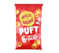 Hula Hoops Puft Salted Multipack Crisps 6x15g Snack Packs, Case of 14 - Light and Crispy Puffed Hoops - No Artificial Colours or Flavours, Suitable for Vegetarians