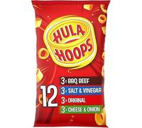 Hula Hoops Variety Pack, BBQ Beef, Salt & Vinegar, Original, Cheese & Onion, 12 Pack