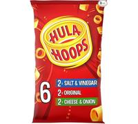 Hula Hoops Variety Pack Crisps, Salt & Vinegar, Original, Cheese & Onion, 6 Pack