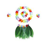 Hula Luau Party Costume, Leaf Hula Skirt and Hawaiian Leis Set, Hawaiian Chain Grass Skirts, Hawaiian Skirt Palm Leaves, Hawaiian Grass Hula Skirt, for Adults, Summer Beach, Tropical Party Decorations