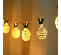HULA Pineapple String Fairy Lights, 1.5M 10LED Geometric String Lights Pineapple String Lights Metal Fairy Lights Battery Operated for Indoor Outdoor (Warm)