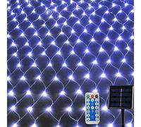 HULA Solar Net String Lights, 3mx2m 200LED Solar Outdoor String Lights Backyard Patio Net Light Balcony Fence Mesh Fairy Light String Waterproof (White)