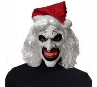 Hulaiyaa Halloween Adult Art the Clown Mask, Christmas Soul-breaking Clown Mask Costume, Scary Killer Clown Joker Outfit Mask with Headscarf for Horror Cosplay Full Head Costume Props