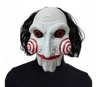 Hulaiyaa Halloween Saw Jigsaw Billy Mask, Horror Headgear Jigsaw Carnival Costume Props, Movie Cosplay Latex Mask Adult for Halloween Decoration Party Costume Fancy Dress Ball