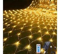 Hulaiyaa Solar Patio Garden Net Light 192 LEDs, 6.5FT*9.8FT Xmas Tree Net Fairy Lights with Wireless Remote Control Outdoor, 8 Modes Waterproof Garden Net Fairy Mesh Lights Outdoor for Bushes Fence