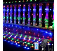 Hulaiyaa Solar Patio Garden Net Light 192 LEDs, 6.5FT*9.8FT Xmas Tree Net Fairy Lights with Wireless Remote Control Outdoor, 8 Modes Waterproof Garden Net Fairy Mesh Lights Outdoor for Bushes Fence