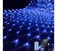 Hulaiyaa Solar Patio Garden Net Light 192 LEDs, 6.5FT*9.8FT Xmas Tree Net Fairy Lights with Wireless Remote Control Outdoor, 8 Modes Waterproof Garden Net Fairy Mesh Lights Outdoor for Bushes Fence