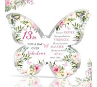 HULALA 13th Birthday Gifts For Girls Daughter Granddaughter Sister Niece Butterfly Acrylic Plaque Inspirational 13th Birthday Keepsake Presents You Are Braver Than You Think Gift
