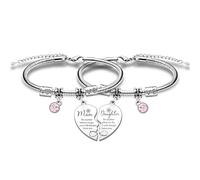 HULALA 2 Pcs Mum Daughter Matching Bracelets For Mother Mummy Mothers Day Birthday Christmas Gifts No Matter Where We Are Matching Heart Jewellery