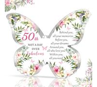 HULALA 50th Birthday Gifts For Women Mum Friend Wife Sister Butterfly Acrylic Plaque 50th Birthday Keepsake Presents Behind You All Your Memories Gift