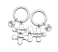 HULALA 5th 6th 9th 10th 11th 15th 20th 25th 30th 35th 40th 45th 50th Wedding Anniversary Matching Keyrings Gifts For Husband Wife Couple Parents Forever To Go Keychains (30 years)