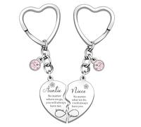 HULALA Auntie And Niece Keyring Key Rings For Aunty Aunt Birthday Christmas Gifts Matching Heart Keychain No Matter Where We Are