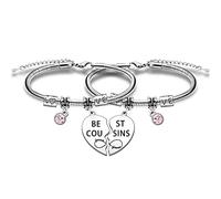 HULALA Best Cousin Gifts Matching Bracelets Set For 2 Women Girls Birthday Christmas Long Distance