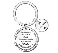 HULALA Best Dad Keyring Keychain Gifts For Father's Day Birthday Christmas Valentines Day from Daughter Son to The World You are A Dad But to Our Family You are The World We Love You Daddy Key Rings
