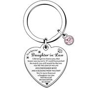 HULALA Daughter In Law Gifts For Birthday Christmas Wedding Day Lovely Daughter In Law Heart Keyring Keychain With Loving Words