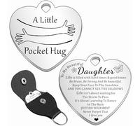 HULALA Daughter Pocket Hug Token Keyring - Stainless Steel 3cm Keepsake with Engraved Encouraging Message - Gifts for Daughter, Birthday, Graduation & Christmas