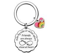HULALA Friendship Keyrings For Women Best Friend Leaving Long Distance Gifts Love Heart Keychain Engraved Side By Side Or Miles Apart Friends Are Always Close At Heart