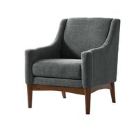 HULALA HOME Fabric Accent Chair with Removable Cushion, Comfy Upholstered Armchair for Living Room Bedroom, Traditional Single Sofa Chair with Wooden Legs, Charoal Grey