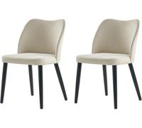 HULALA HOME Fabric Dining Chair Ergonomic, Mid-Century Modern Upholstered, Dining Chairs with Metal Legs for Dining Room, Set of 2 IVORY