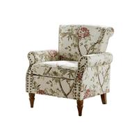 HULALA HOME Modern Wingback Accent Chair with Wood Legs & Removable Cushion, Comfy Upholstered Armchair with Nailhead Trim, Floral Pattern Single Sofa Chair for Living Room Bedroom, FLORAL