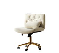 HULALA HOME Vanity Chair with wheels Criss Cross Legged Armless Adjustable Height Velvet Swivel Chair for Home Office Bedroom, Ivory