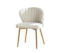 HULALA HOME Velvet Dining Chair Upholstered Seat Modern Vanity Chair Kitchen Accent Occasional Chair with Metal Legs for Dining Room & Living Room (1, IVORY)