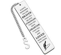 HULALA Initial Bookmark Inspirational Gifts for Women Girls Men Book Mark for Book Lover Student Friends Daughter Son Birthday Graduation Christmas Gifts Always Remember You are Braver (S)