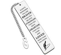 HULALA Initial Bookmark Inspirational Gifts for Women Girls Men Book Mark for Book Lover Student Friends Daughter Son Birthday Graduation Christmas Gifts Always Remember You are Braver (G)