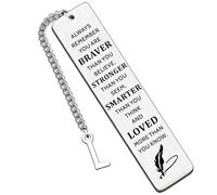 HULALA Initial Bookmark Inspirational Gifts for Women Girls Men Book Mark for Book Lover Student Friends Daughter Son Birthday Graduation Christmas Gifts Always Remember You are Braver (L)
