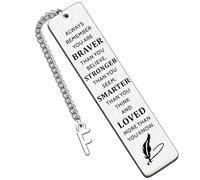 HULALA Initial Bookmark Inspirational Gifts for Women Girls Men Book Mark for Book Lover Student Friends Daughter Son Birthday Graduation Christmas Gifts Always Remember You are Braver (F)