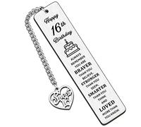 HULALA Inspirational 16th Bookmark Birthday Keepsake Gifts for Boys Girls Best Friend Daughter Son Granddaughter Gandson Nephew Niece Always Remember You are Braver Than You Believe