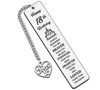 HULALA Inspirational 18th Bookmark Birthday Keepsake Gifts for Boys Girls Best Friend Daughter Son Granddaughter Gandson Nephew Niece Always Remember You are Braver Than You Believe