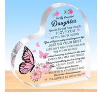 HULALA Inspirational Daughter Gifts From Mum Dad To My Daughter Heart Acrylic Plaque,Daughter Gifts For Women Girls Adult,Daughter Birthday Gifts, Daughter Christmas Graduation Presents