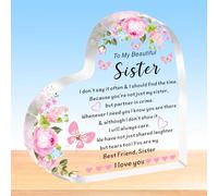 HULALA Sister Gifts From Sister To My Beautiful Sister Heart Acrylic Plaque For Sister Birthday Christmas Presents