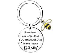 HULALA Somtimes You Forget You Are Awesome Gift Inspirational Bee Keyring Keychain Gifts For Women Girls Men Boys Best Friend Birthday Christmas