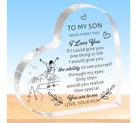 HULALA Son Gifts From Mum To My Son Heart Acrylic Plaque Gifts For Son Men Boys Birthday Chritsmas Graduation Never Forgat That I Love You