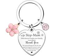 HULALA Step Mum Keyring Step Mum Gifts For Mothers Day Birthday Christmas DNA Doesn't Make You Family Love Does Keychain Key Ring Presents