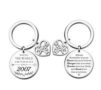 HULALA Sweet 18th Keyring Birthday Gifts For Girls Boys Daughter Son Granddaughter Grandson 2007 Keepsake Key Rings Keychain You Are Braver Than You Believe