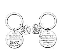 HULALA Sweet 21st Keyring Birthday Gifts For Her Him Daughter Son Granddaughter Grandson 2004 Keepsake Key Rings Keychain You Are Braver Than You Believe