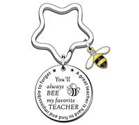 HULALA Teacher Keyring Keychain Gifts For Women Thank You Appreciation Teacher Leaving Keepsake Key Rings You'll Always BEE My Favorite Teacher