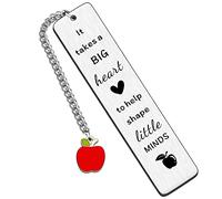HULALA Thank You Teacher Bookmark Gifts for Women Men Appreciation Gifts for Teacher Leaving End of Term Retirement Christmas Graduation Big Hearts Shape Little Minds