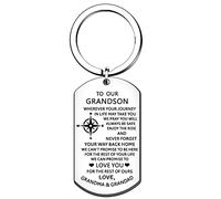 HULALA To Our Grandson Keyring Key Ring Gifts From Grandparents For Men Boys Birthday Christmas Keychain Silver
