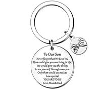 HULALA To Our Son Keyring Key Rings Gifts From Mum And Dad For Men Boys Birthday Christmas Graduation Never Forget We Love You